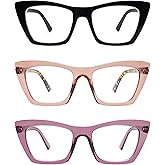 AMOMOMA Oversized Reading Glasses for Women,Trendy Cat eye Blue Light Computer Reader AM6028