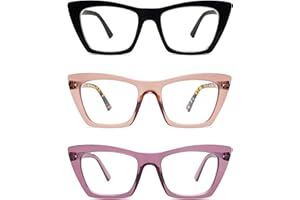 2 Pack Oversized Reading Glasses for Women,Trendy Cat eye Big Square Blue Light Computer Reader AM6028
