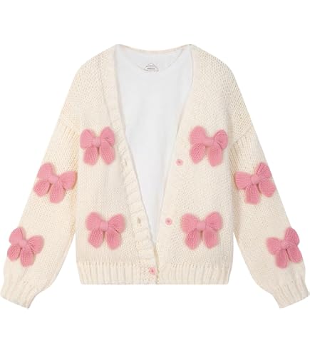Women's 3D Flowers Embroidered Sweater V-Neck Button Down Y2K