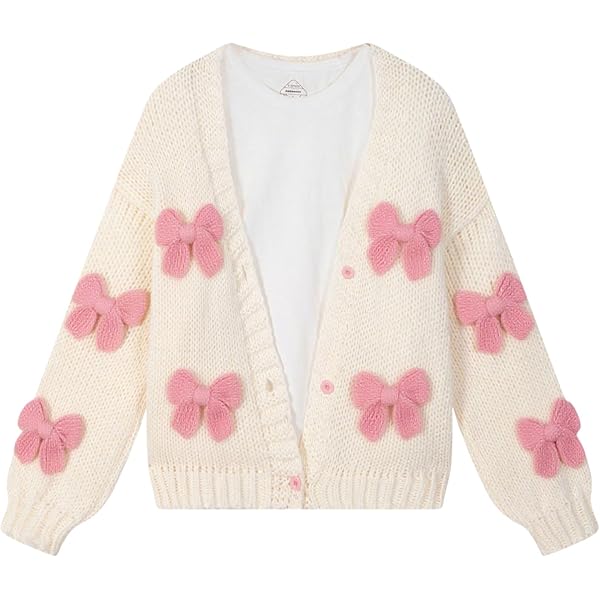 Women's 3D Flowers Embroidered Sweater V-Neck Button Down