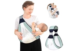 QETRABONE Baby Sling Carrier, Adjustable Half Wrapped Sling Hip Carrier - Lightweight Breathable Mesh Fabric for Newborn to Toddler Up to 45 lbs (Green)