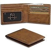 RUNBOX Wallet for Men Slim Leather Bifold RFID Blocking Minimalist Front Pocket Design with Gift Box