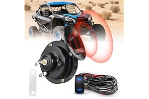 Nilight 12V UTV Horn Wiring Harness Kit with Blue LED Momentary Rocker Switch 60DB Horn Compatible with Polaris RZR Ranger Can Am Kawasaki Teryx Arctic Cat Yamaha Rhino Golf Cart Tractors