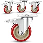 UBZOPWA 4 Inch Caster Wheels Set of 4, Heavy Duty Swivel Rolling with Brake | Large Industrial Plate Casters, 2200lbs Load Capacity, Dual Locking Wheels for Cart, Furniture and Workbench