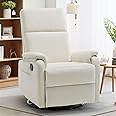 Korser Recliner Chairs, Swivel Rocking Chair for Adults, Glider Rocking Chair, Small Nursery Recliner for Living Room, Reclining Chair with Modern-Designed Armrests, Chenille, Beige