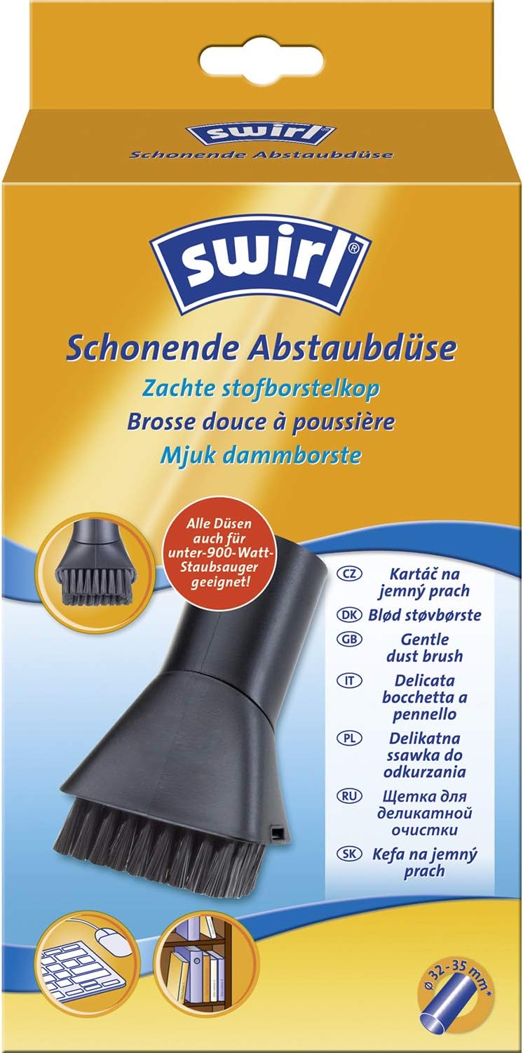 Swirl Schonende Abstaubdüse (Staubsaugerdüse mit weichem Bürstenkranz, 32mm-35mm, Passend z.B. für Miele, Siemens, Bosch, Philips, Kärcher, AEG, Samsung, Rowenta)