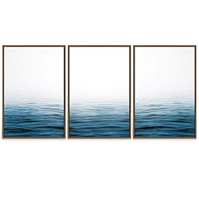 SIGNWIN 3 Piece Framed Canvas Wall Art Seascape...