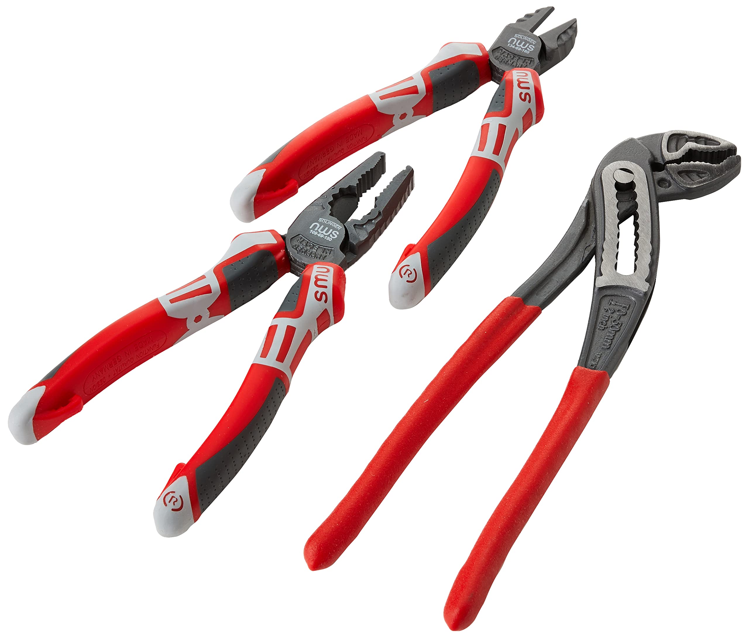 Nws N745 3pcs 3 Component Side Cutter Set with Classic waterpump Pliers, Red