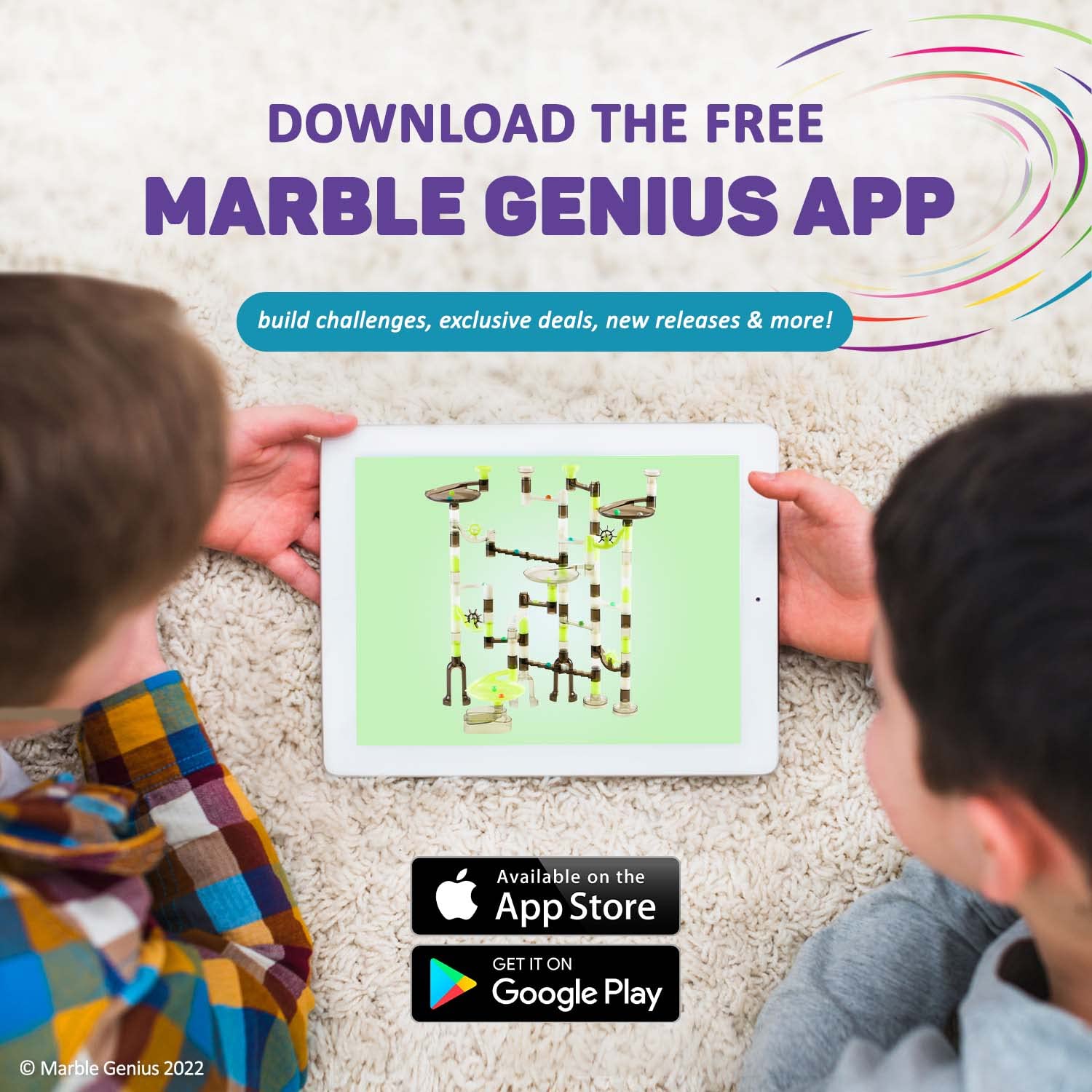 Marble Genius Marble Run Starter Set STEM Toy for Kids Ages 4-12 - 130 Complete Pieces (80 Translucent Marbulous Pieces and 50 Glass Marbles), Construction Building Block Toys, Theme (Space)