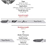 TopsTools T101B 15x 100mm Jigsaw Blades for Clean Wood Cuts 10TPI view 2
