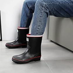 Rain Boots for Men, Waterproof Warm Rubber Boots