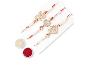 KSJONE Rakhi for brother Bhaiya Bhabhi Gift Set of 3 Pcs Rakhi for family Raksha Bandhan Festival Rakhi for Bhaiya and Bhabhi, Indian designer latest Rakhi for bhai Thread bracelet
