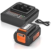 Replacement 40V Lithium Battery for Black & Decker 40V Tools - High Capacity Lithium Ion Battery Compatible with LBXR36, LST140C, LSW36, LCC340C - Includes Battery Charger