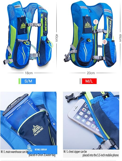 AONIJIE Unisex 5.5L Running Race Hidratación Chaleco Hidratación Pack  Mochila Rosa caliente Mochilas de hidratación Running futakuchi-hakata.com