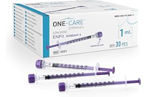 ONE-CARE Lab ENFit Syringe 1ml with Mounted Cap, Sterile, Low Dead Space, 30/bx Blister-Packed, Box of 30 Syringes,