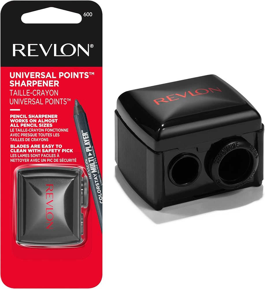 Revlon Universal Points Makeup Sharpener, Black, 1 Count | Makeup sharpener for wooden and plastic pencils. Fits small to lar