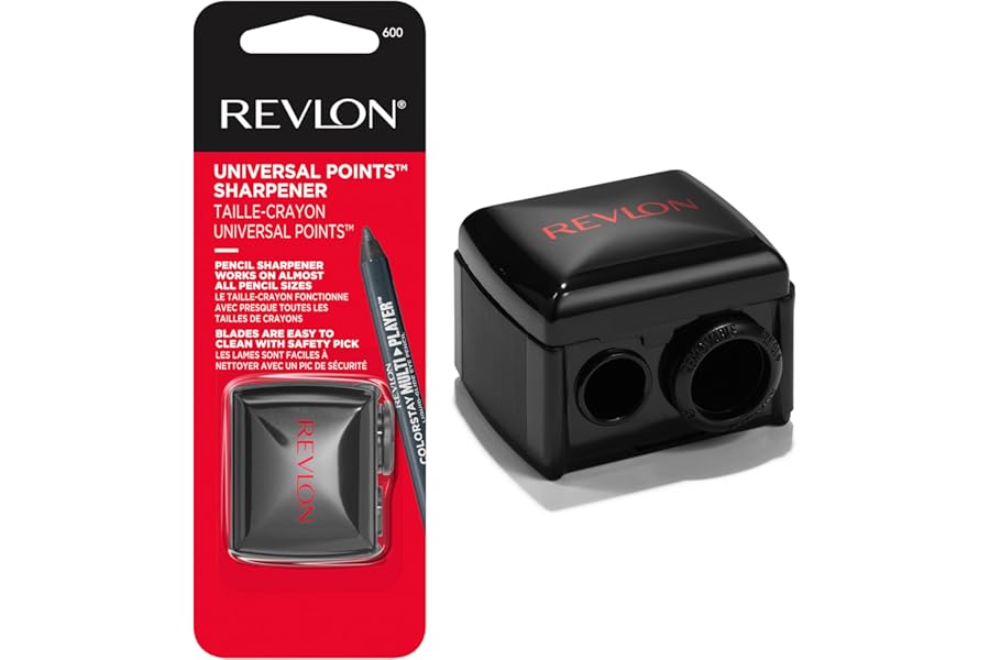 Revlon Universal Points Sharpener, Makeup Sharpener for Wooden and Plastic Makeup Pencils, Fits Small to Large Pencils, Stocking Stuffer for Women, 1 count