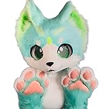 AXONKIT Green Fox Fursuit Head with Matching Paws