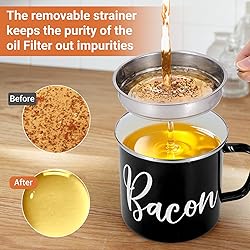 Bacon Grease Saver with Strainer - Mini 15oz Enamel