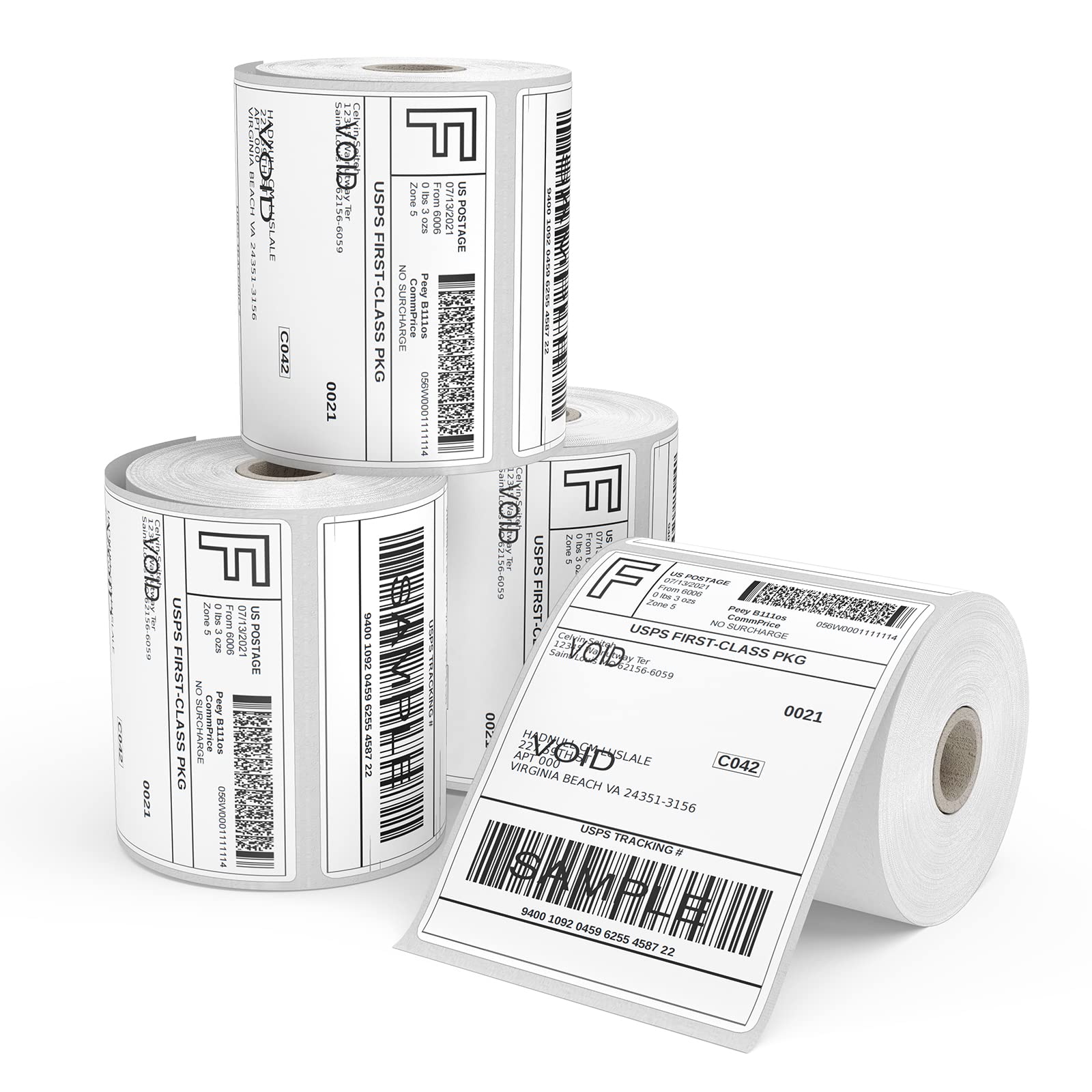 Thermal Labels 4 Roll 1000 Shipping Labels White 4" x 6"(101x152mm) Packaging Envelopes Labels for Direct Thermal Printers