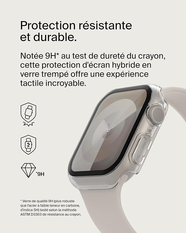 Protection d'Écran TemperedCurve pour Apple Watch Series 8 (Protection Bord-à-Bord, Coque de Protection, Verre Trempé, pour Apple Watch, Transparente)