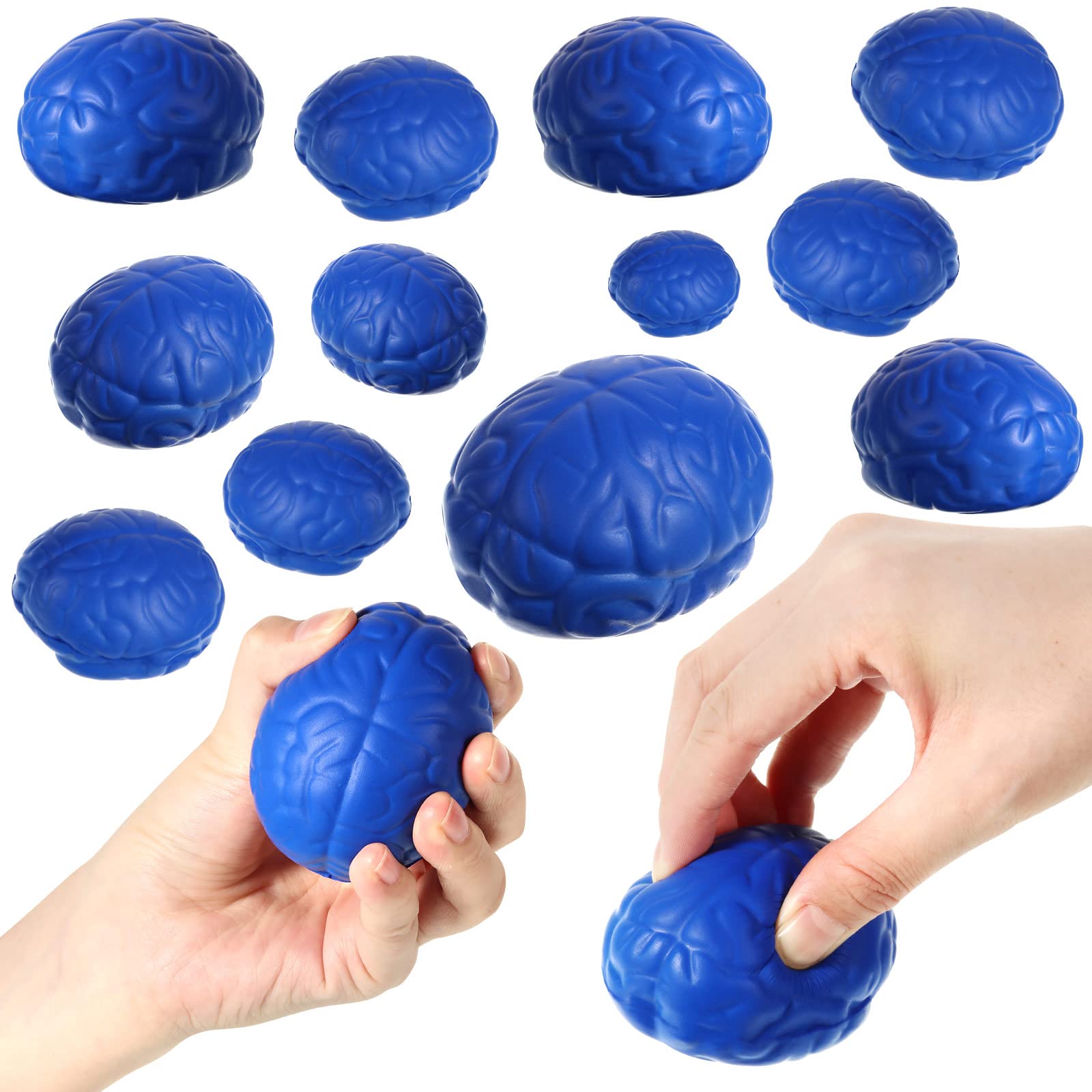 Photo 1 of Leitee 12 Pcs Brain Stress Balls Bulk Large Halloween Brain Toys PU Hand Muscle Exercise Pressure Ball Funny Stress Relief Toy for Teens Adult Improving Grip Strength Prop(Blue)