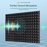 Ohuhu 48 Pack 2x12x12 Acoustic Foam Panels Pyramid with Double Sided Tape view 5