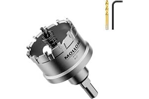 Mollom (2''|51mm) Heavy Duty Carbide Hole Saw with 2 Pilot Drill Bits, Hole Cutter cuts Stainless Steel, mild Steel, Iron, Copper, Brass, Plastic