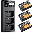 K&F Concept 3-Pack LP-E6NH Battery and Triple Slot Charger for Canon EOS R7, R6, R5, R, 6D Mark II, 5D Mark IV, 5D Mark III, 5DS, 5DS R, 5D Mark II, 80D, 90D, 6D, 7D, 7D Mark II, 2250mAh