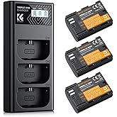 K&F CONCEPT 3-Pack LP-E6NH Battery and Triple-Slot Charger Compatible with Canon EOS R5, R6, R7, 5D Mark IV, 5D Mark III, 5DS