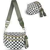 Thalirene Crossbody Bum Bags for Women Checkered Purse Spacious Sling Bag Fanny Pack with Adjustable Strap