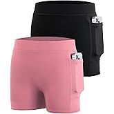Roadbox Girls Volleyball Spandex Shorts, Youth Biker Shorts with Pockets Athletic Compression Short for Yoga Gymnastics Dance