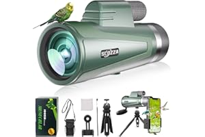 Digitgarden 12X50 HD Monocular Telescope High Powered with Smartphone Adapter &Tripod - BAK4 Prism for Wildlife Bird Watching Hunting Travel Camping Stargazing Hiking Green
