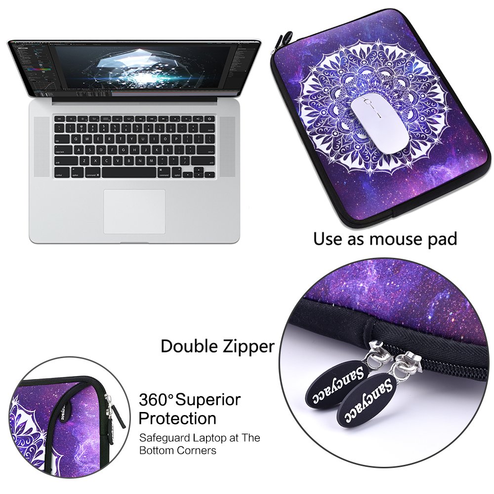 Egonn 15 inch Laptop Sleeve,Protective Laptop case with Pocket for MacBook Air/Pro/Retina(Purple)