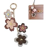 FengFaer Leather Flower Keychain Bag Charm,Purse Charms for Women,Bag Charms for Handbags