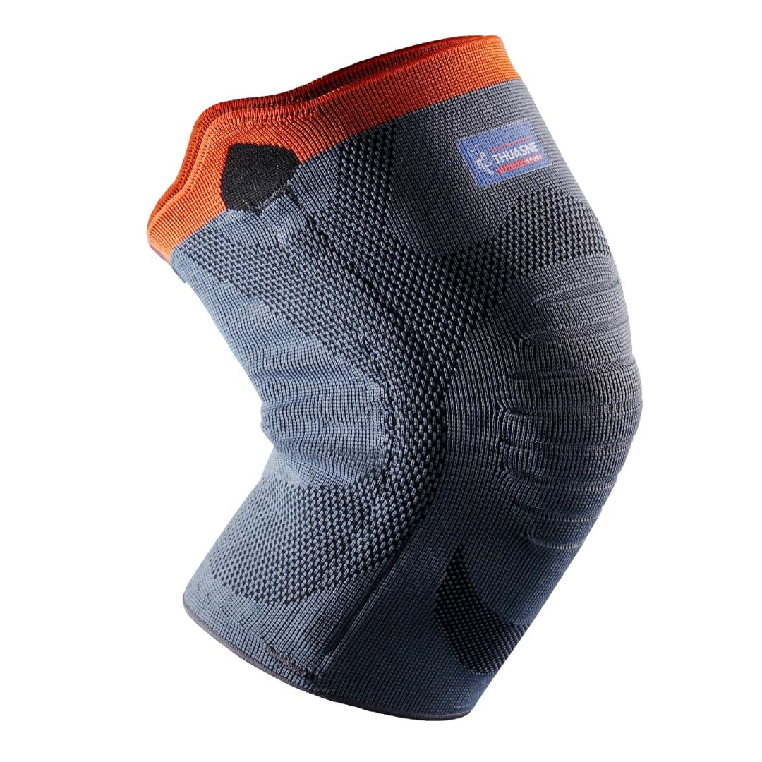 THUASNE - Reinforced Support Knitted Sport Knee Pad - Knee Support & Comfort - Elastic Fabric, Soft Lateral Ribs - Simple Use - CE Medical Device
