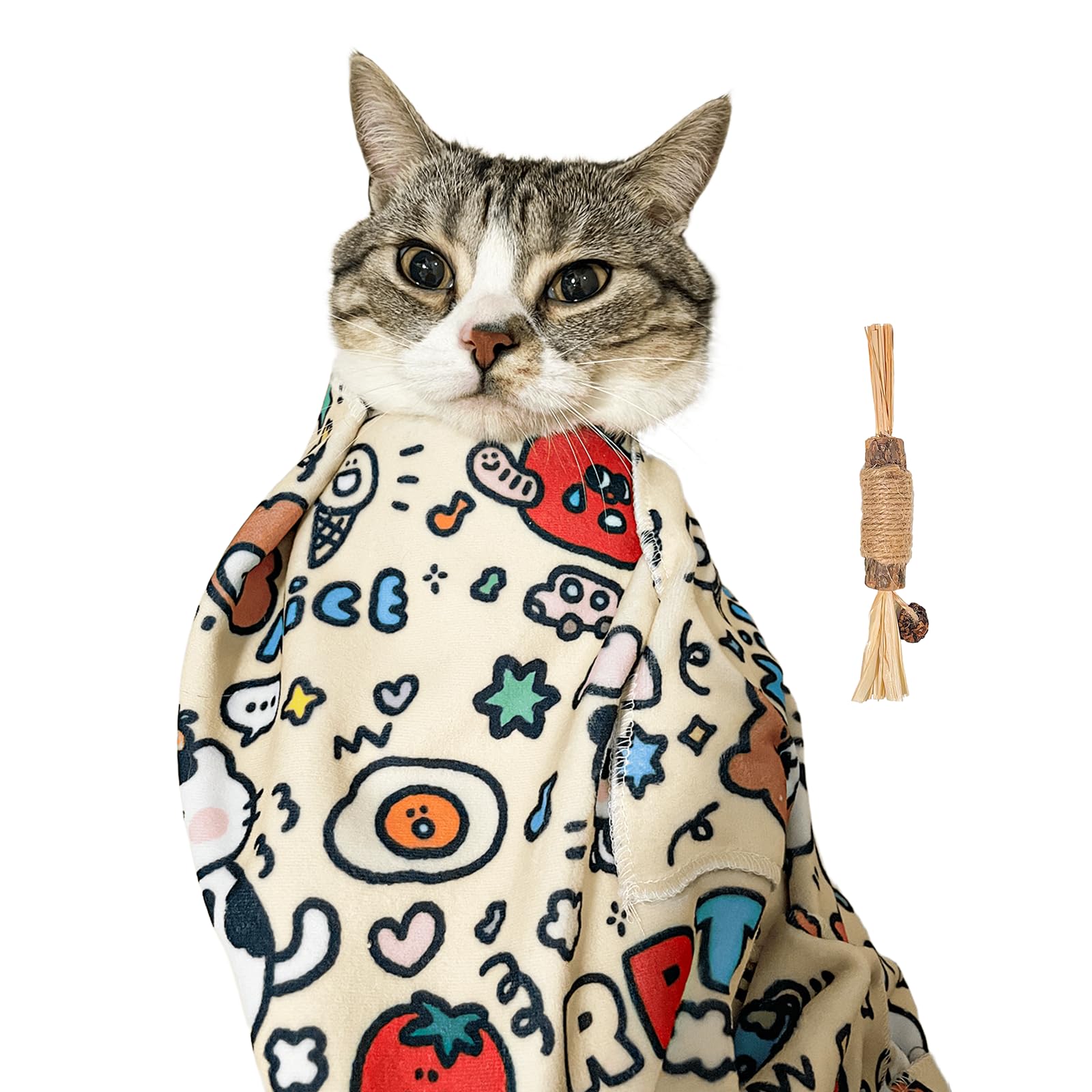 Photo 1 of 35.4" Cat Grooming Wrap,Self-Adherent Cat Wrap for Cutting Nails,Anti-Escape Cat Swaddle Wrap,Multifunctional Anti-Scratch Cat Restraint Wrap for Medicine,Nail Clipping,Ear Cleaning(Within 22lbs)