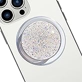 Magnetic Retractable Phone Stand, Phone Grip, Suitable for Round Foldable Phones and Tablet Accessories - Transparent Shine(Silver)