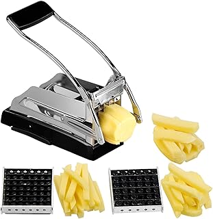 Rosenstein & Söhne Pommesschneider: Profi-Pommes- & Gemüseschneider mit 3 Schneide-Gittern und Saugfuß (Pommes-Maschine)