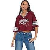 Forever 21 Womens Mesh Cropped Boxy Football Tee with Screens