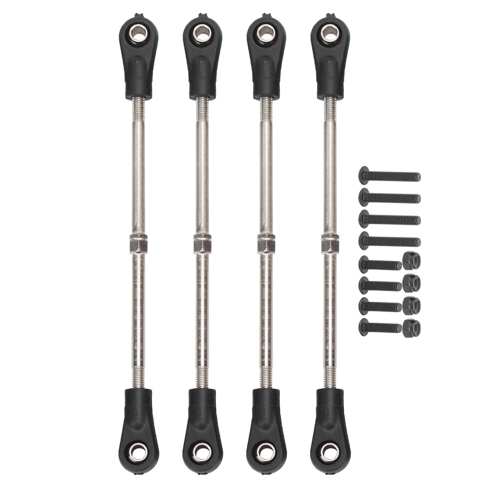 Alomejor 4-Piece Adjustable RC Rear Upper Suspension Arm Tie Rod Linkage Set for 1/10 Scale RC Cars and Trucks Off-Road Vehicle Parts