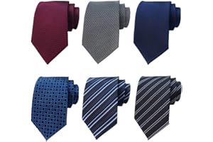 Adulove Men's Necktie Classic Silk Tie Woven Jacquard Neck Ties 6 PCS