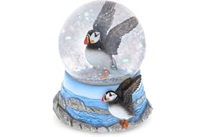 CoTa Global Puffin Snow Globe - Sparkly Water Globe Figurine with Sparkling Glitter, Collectible Novelty Ornament for Home Decor, for Birthdays, Christmas, and Valentine's Day - 65mm