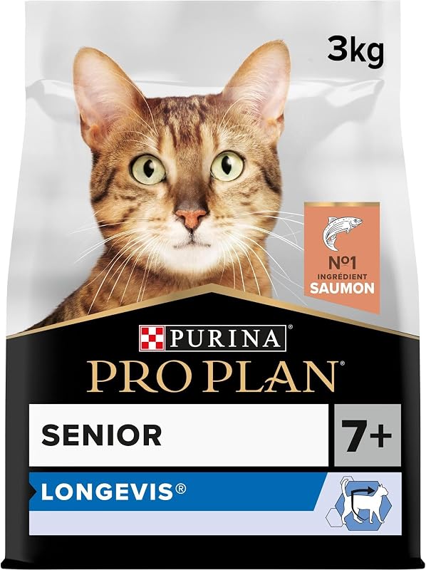 PURINA PRO PLAN | LONGEVIS | Sterilised 7+ | Alimentation complète pour Chat Senior Stérilisé de 7 ans et plus | Pour une vie plus longue en bonne santé | Au Saumon | Croquettes | Sac | 3Kg