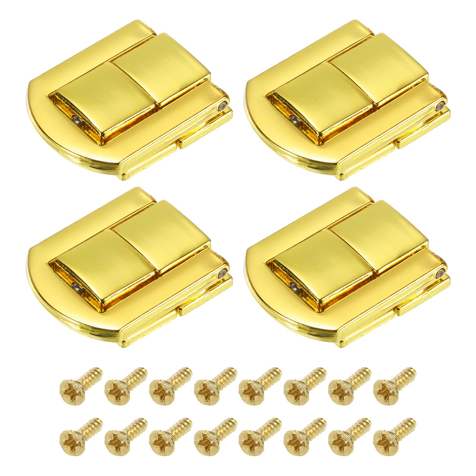 Photo 1 of uxcell 4Pcs Toggle Catch Lock, 0.98" x 0.79" (LxW) Zinc Alloy Hasp Lock Latch Clasp for Jewelry Box Wooden Case, Gold