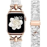 Wearlizer Resin Bands Compatible with Apple Watch Band 41mm 40mm 38mm 49mm 46mm 45mm 44mm 42mm Women, Dressy Waterproof D-Shape Bracelet Strap for iWatch Series 11 10 9 8 7 6 5 4 3 SE/Ultra 3 2 1