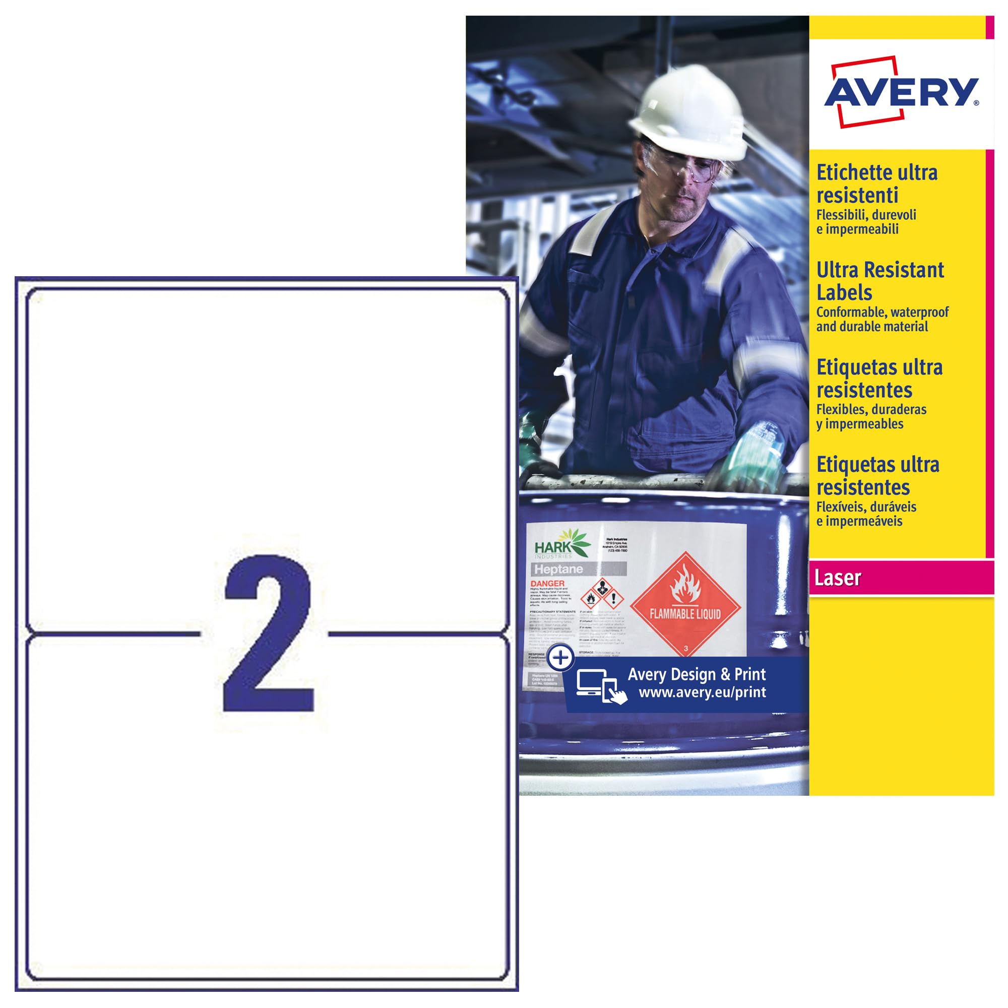 Avery Zweckform L7916 10 Ultra Poly Film Labels 99.1 x 139 MM (Pack of 40 (Pack of 10 Sheets White