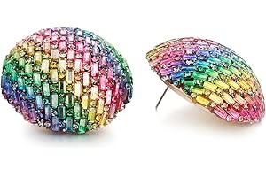 RUOFFETA Large Disco Ball Earrings, Sparkly Half-Ball Earrings for Women 60s 70s Outfits Costume Accessories