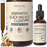 VINATURA Wormwood Black Walnut Cloves Liquid - Cleanse, Detox for Humans with Papaya Leaf and Pumpkin Seed, Intestinal Guard Formula Supplement - 2 fl oz