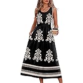 WIHOLL Summer Dresses for Women Flowy Casual Midi Dress Beach Vacation Sundresses with Pockets